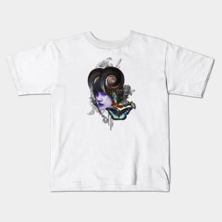 Surreal Female and Floral Collage Art Kids T-Shirt